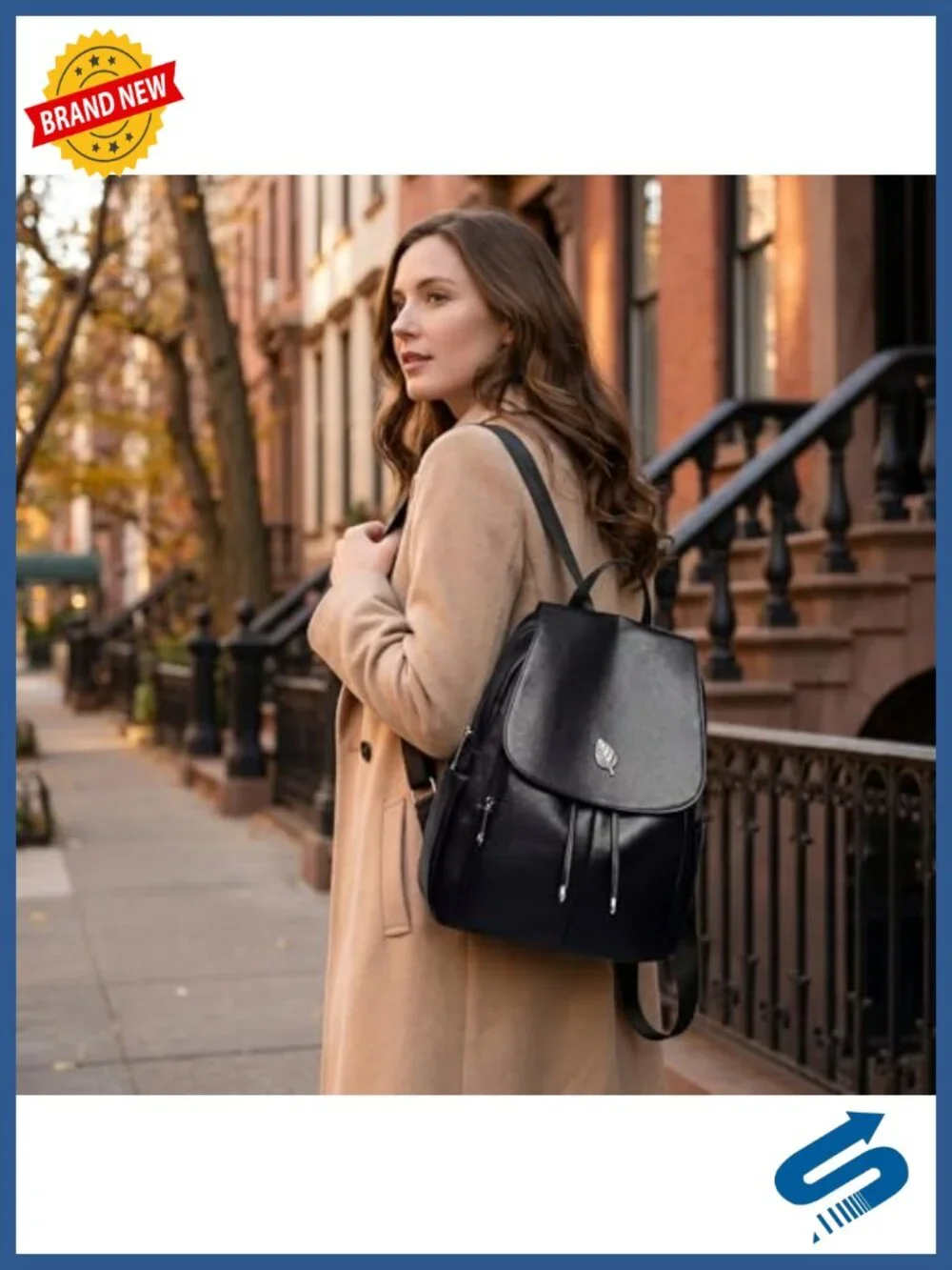 Small Leather Backpack Purse for Women, Casual Lightweight Daypack, Multiple